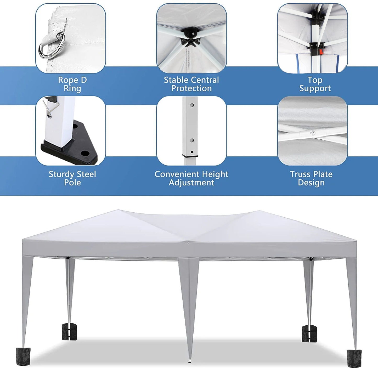 10'X20' Ez Pop Up Canopy Outdoor Portable Party Folding Tent With 6 Removable Sidewalls + Carry Bag + 4 Pieces Weight Bag Home Essentials