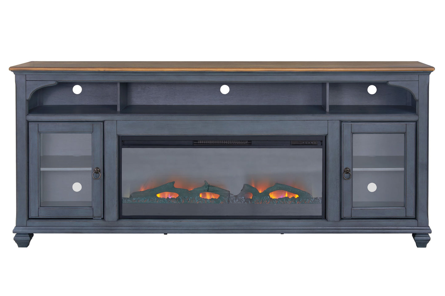 Americana - 86 In Fireplace TV Stand For TVs Up To 95" - Blue Legends