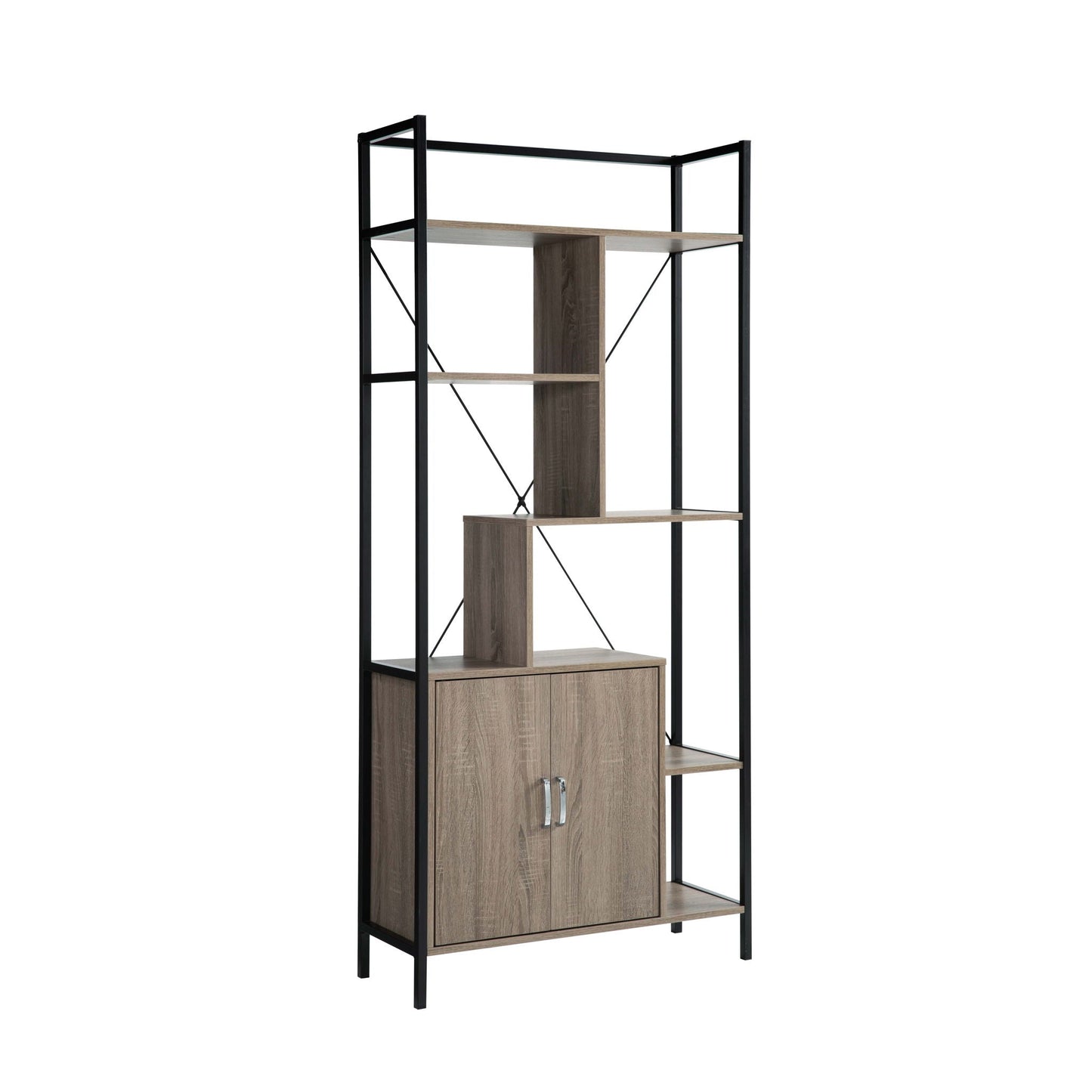 Modern Bookcase With Two Door Storage Cabinet With Two Shelves Home Essentials