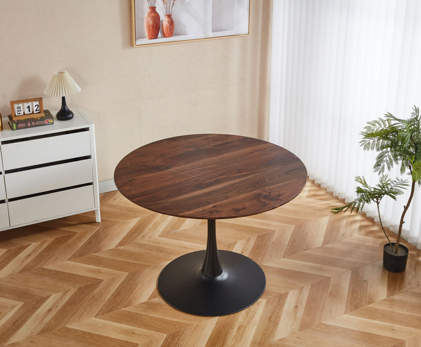 Tulip Table Mid-Century Dining Table With Round MDF Table Top, Pedestal Dining Table, End Table Leisure Coffee Table Home Essentials