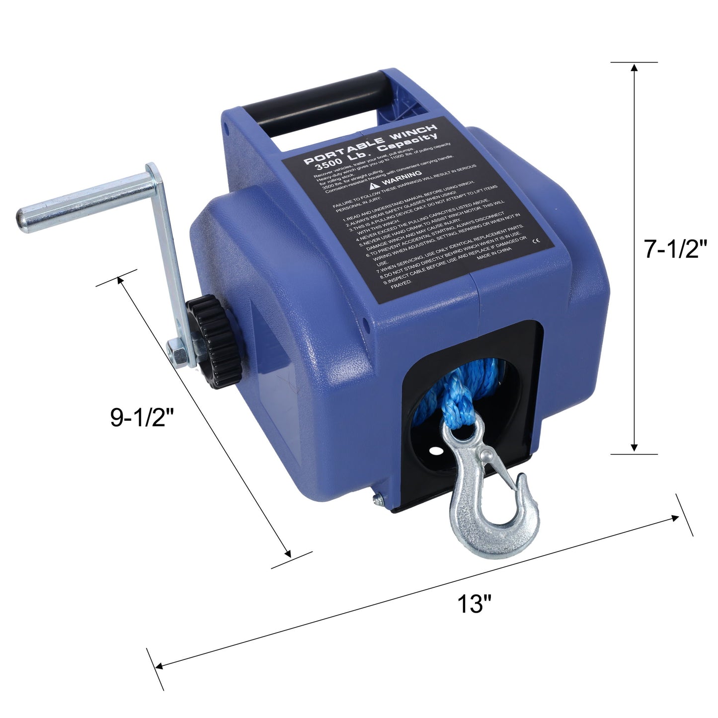 Reversible 12V Electric Trailer Winch For Boats Up To 6000 Lbs With Synthetic Rope And Extra Pulley Hook - Blue Daily Nest