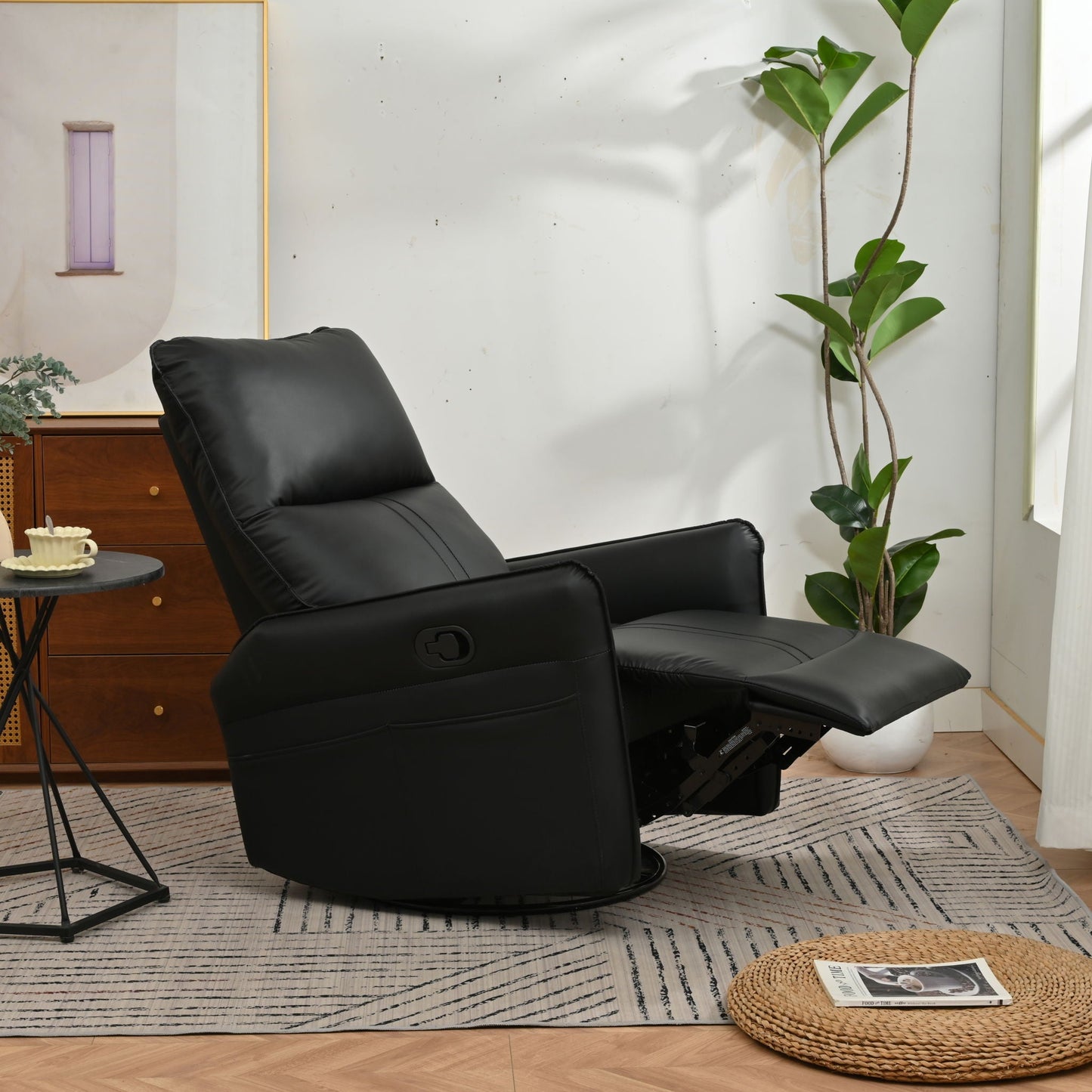 360° Modern Small Rocking Swivel Recliner Chair With Side Pocket Home Essentials