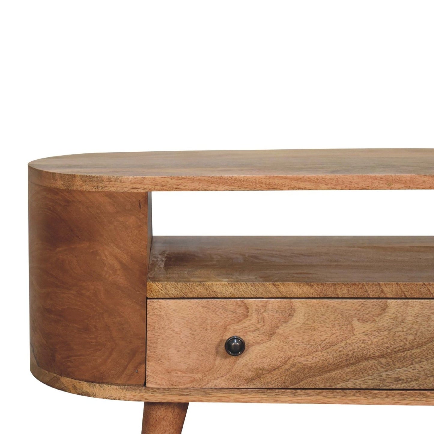 Mini Rounded Entertainment Unit - Oak Artisan Furniture
