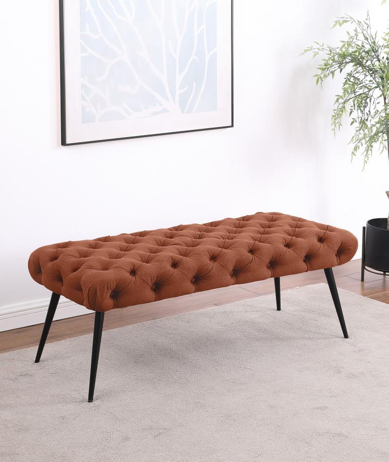 Ella - Upholstered Tufted Bench Metal Legs Coaster Fine Furniture