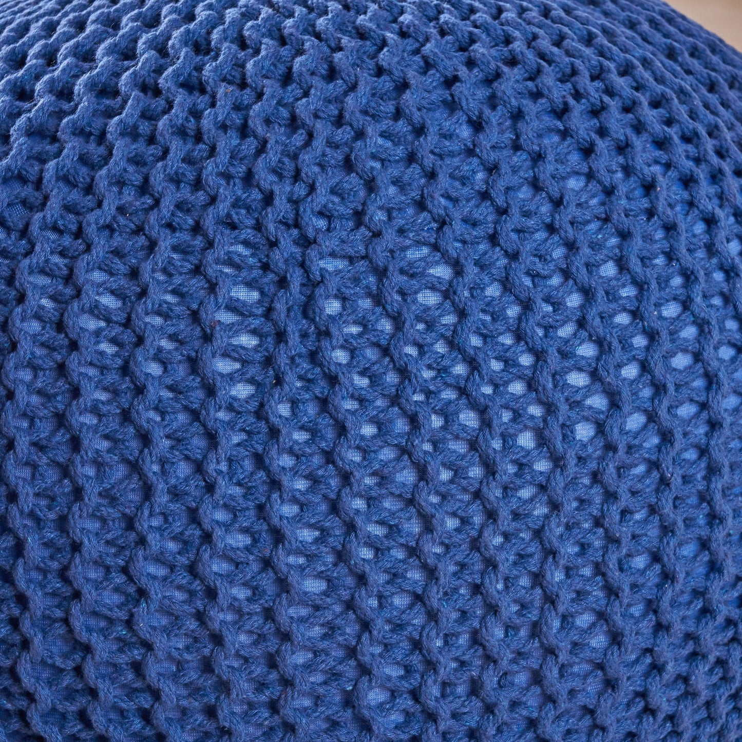 Bordeaux - Knitted Cotton Round Pouf, Versatile Ottoman And Floor Cushion Home Essentials