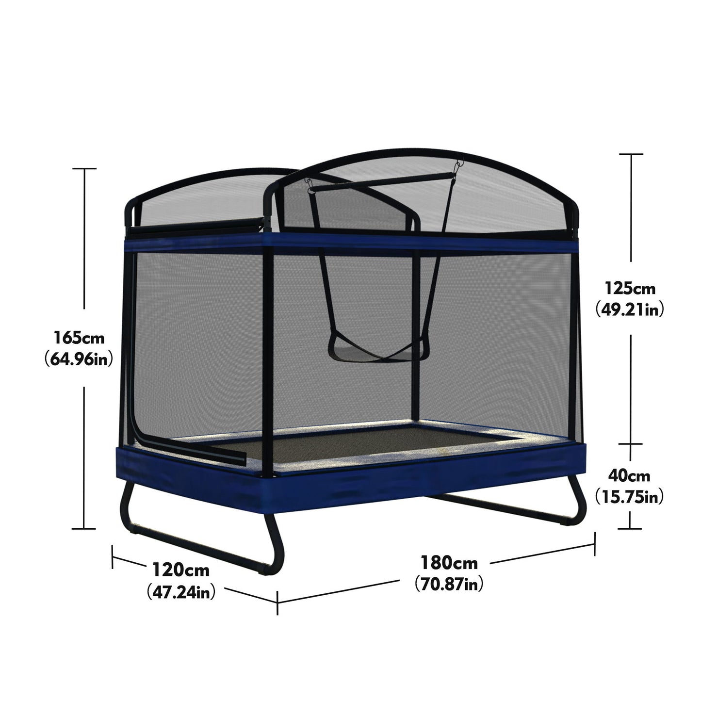 Outdoor Square Trampoline For Kids And Adults With Protective Net And Swing 4 X 6Ft - Black / Blue Daily Nest