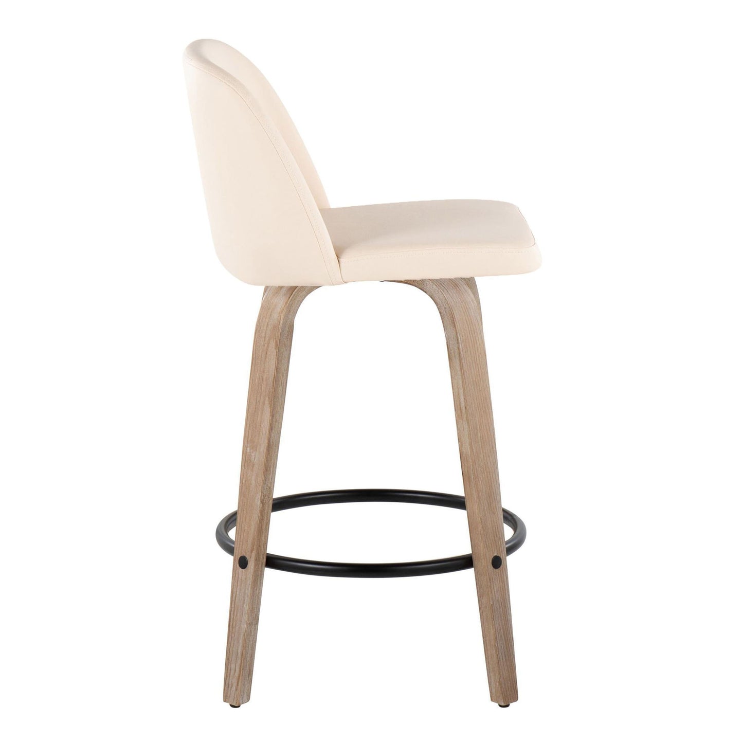 Toriano - Contemporary Fixed-Height Counter Stool & Swivel With Round Footrest (Set of 2) Lumi Source