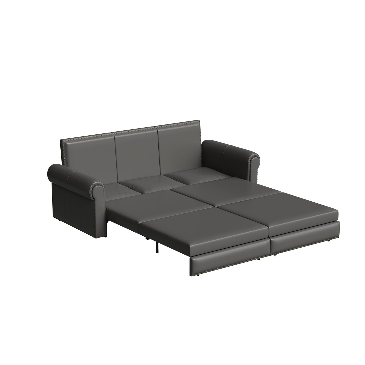 3 In 1 Convertible Sleeper Sofa With Nailhead Trim & Rolled Arm Home Essentials