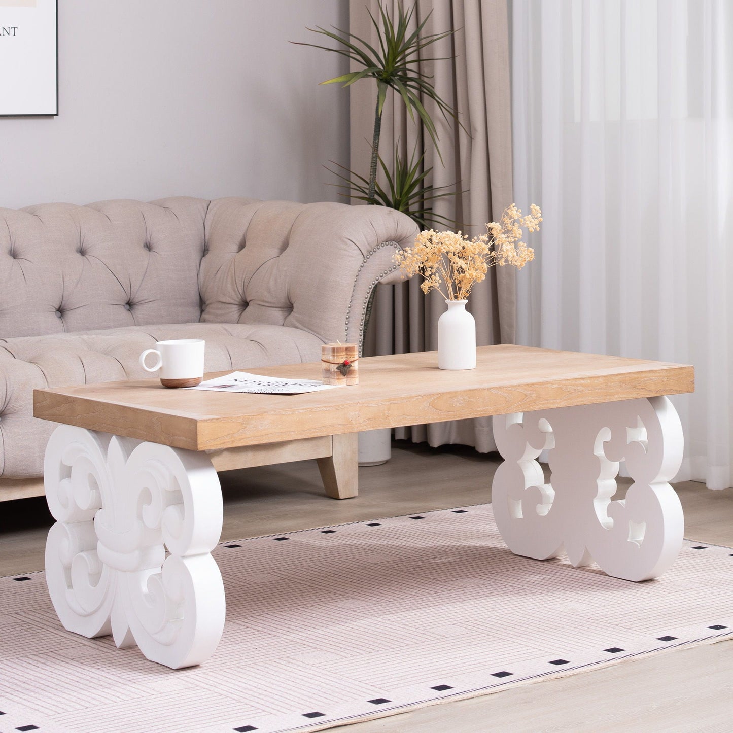 Ornate Scroll Base Coffee Table Home Essentials