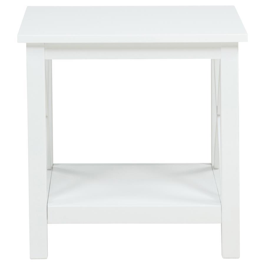 Skyview - Square Pine Wood Side End Table With Shelf - White Coaster Fine Furniture