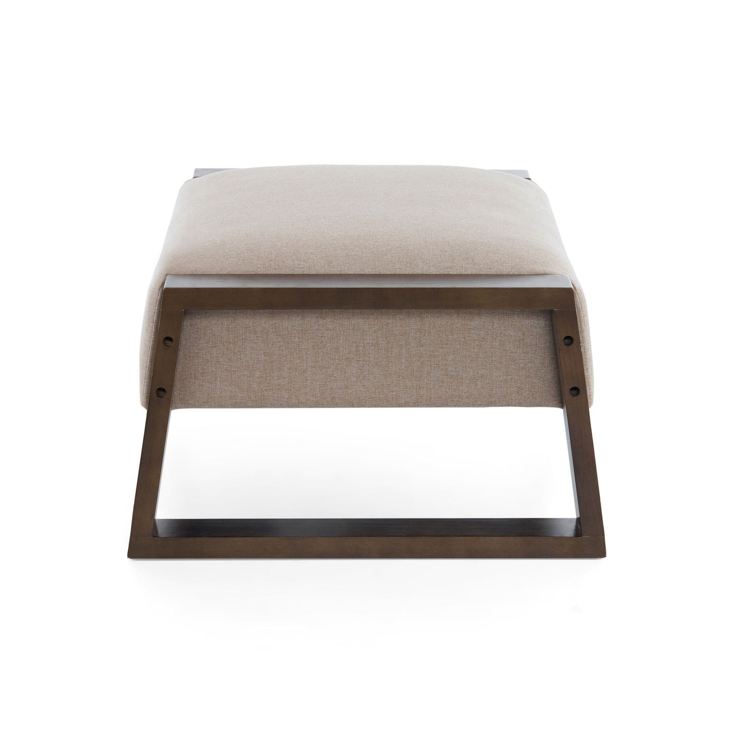 Sleek And Stylish Ottoman Polyester With Rubberwood Legs - Beige Noble House