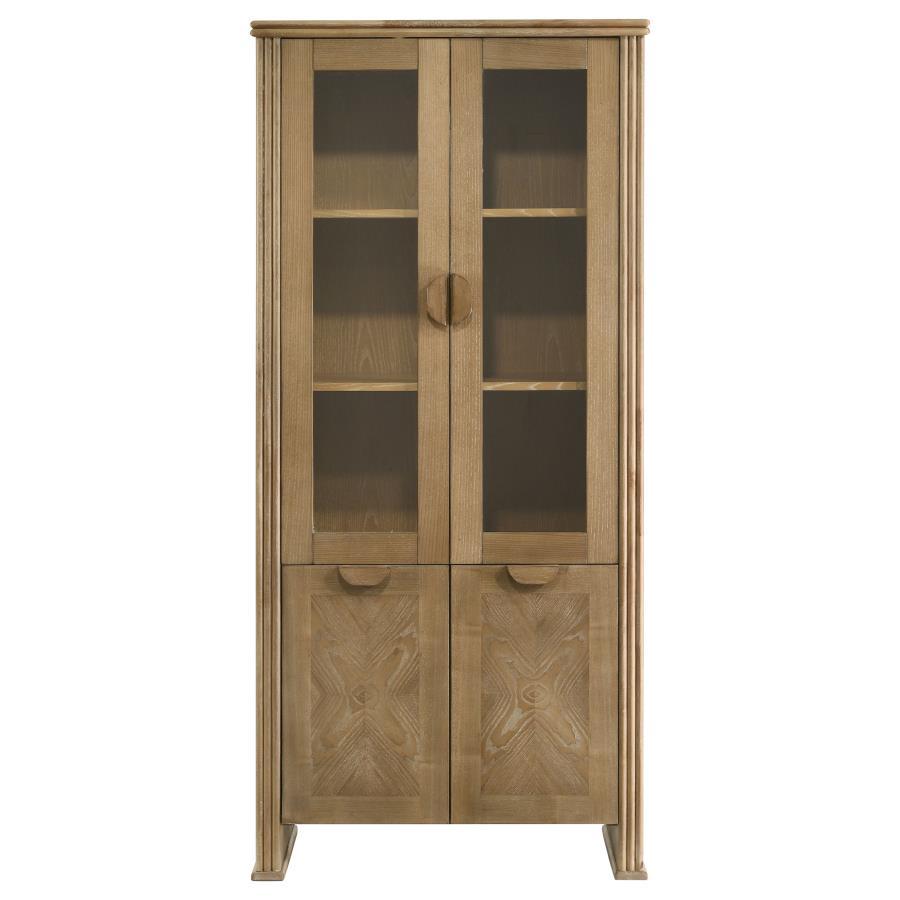 Adina - Tall Display Cabinet - Distressed Light Brown Coaster Fine Furniture