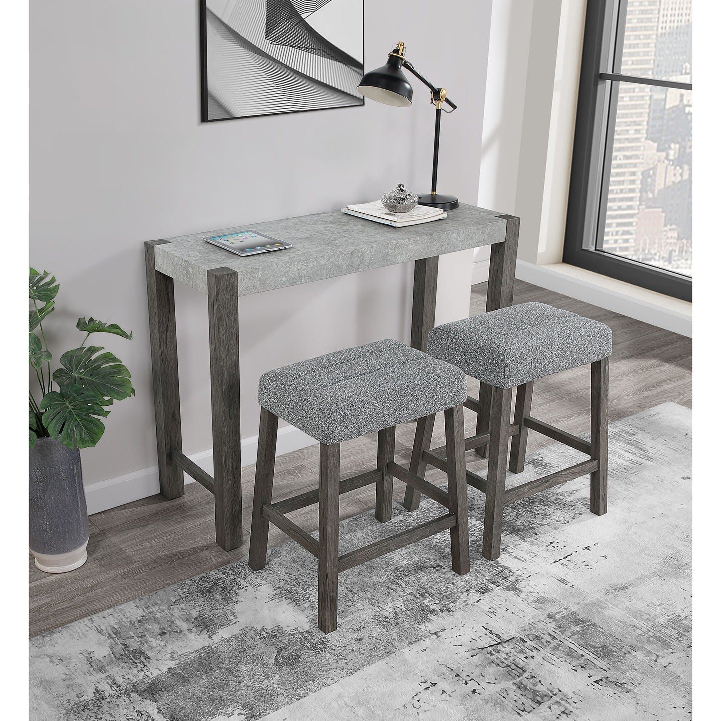 Regina - Console Sofa Table And Double Pedestal Base - Gray Global Furniture USA