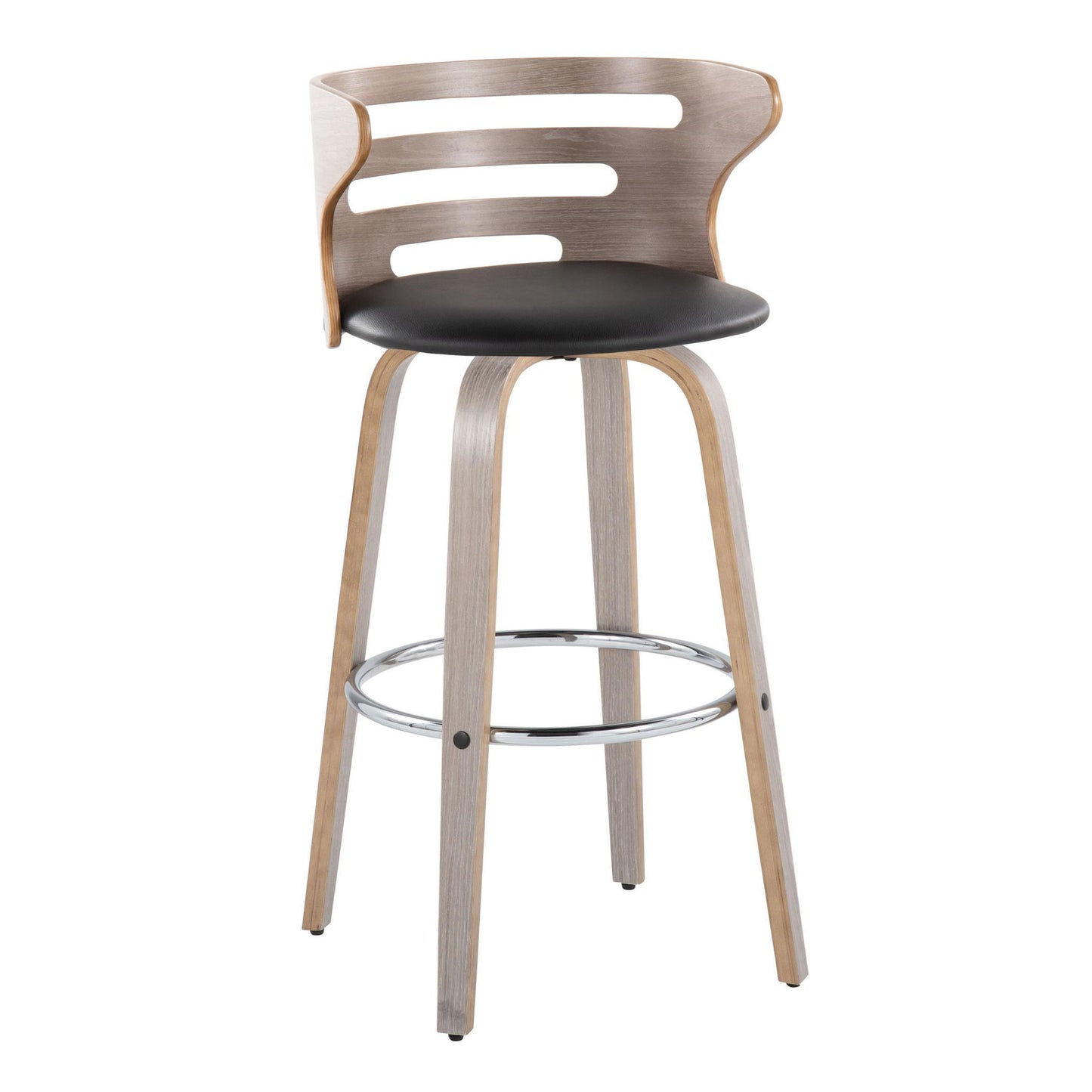 Cosini - Mid Century Modern Fixed Height, Barstool With Swivel With Round Footrest (Set of 2) Lumi Source