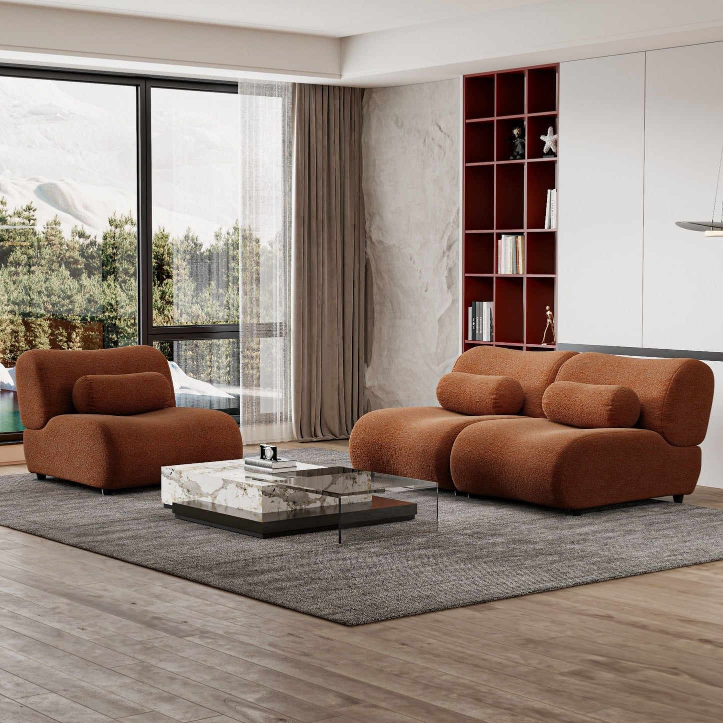 Contemporary Modular 3 Seat Sectional With Deep Seating, Soft Backrest Home Essentials