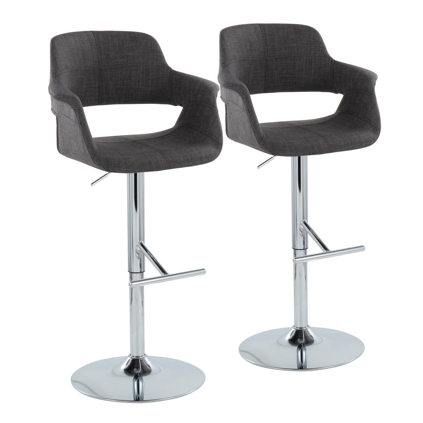 Vintage Flair - Mid Century Modern Adjustable Barstool & Straight T Footrest (Set of 2) Lumi Source