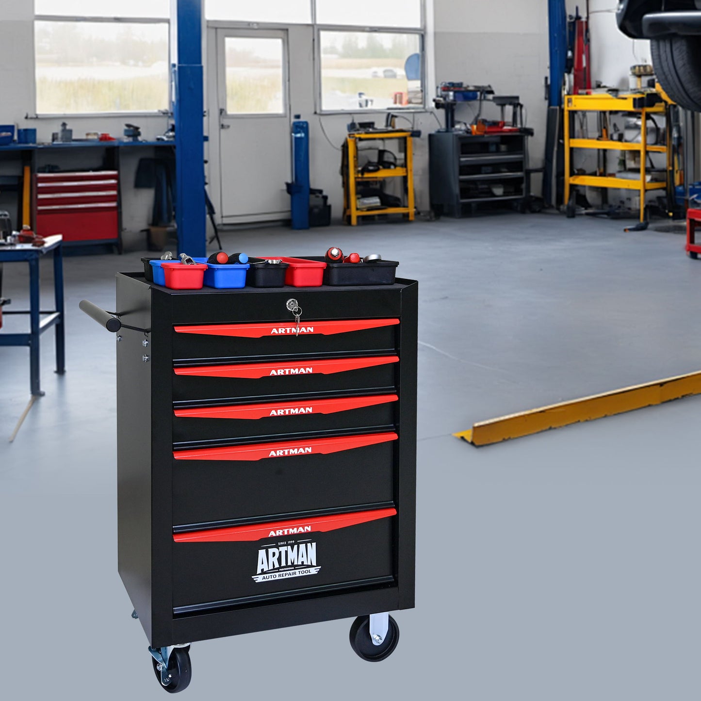 Rolling Metal Tool Chest With Drawers, Steel Storage Cabinet With Ball Bearing Slides Daily Nest
