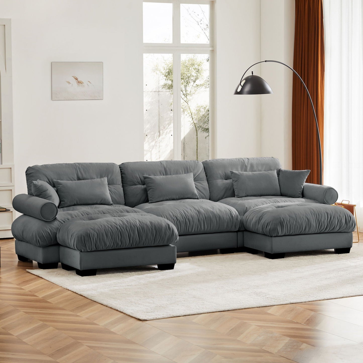 Super Comfort Oversized Modular Sectional Sofa With Movable Ottoman - Snoozhouse