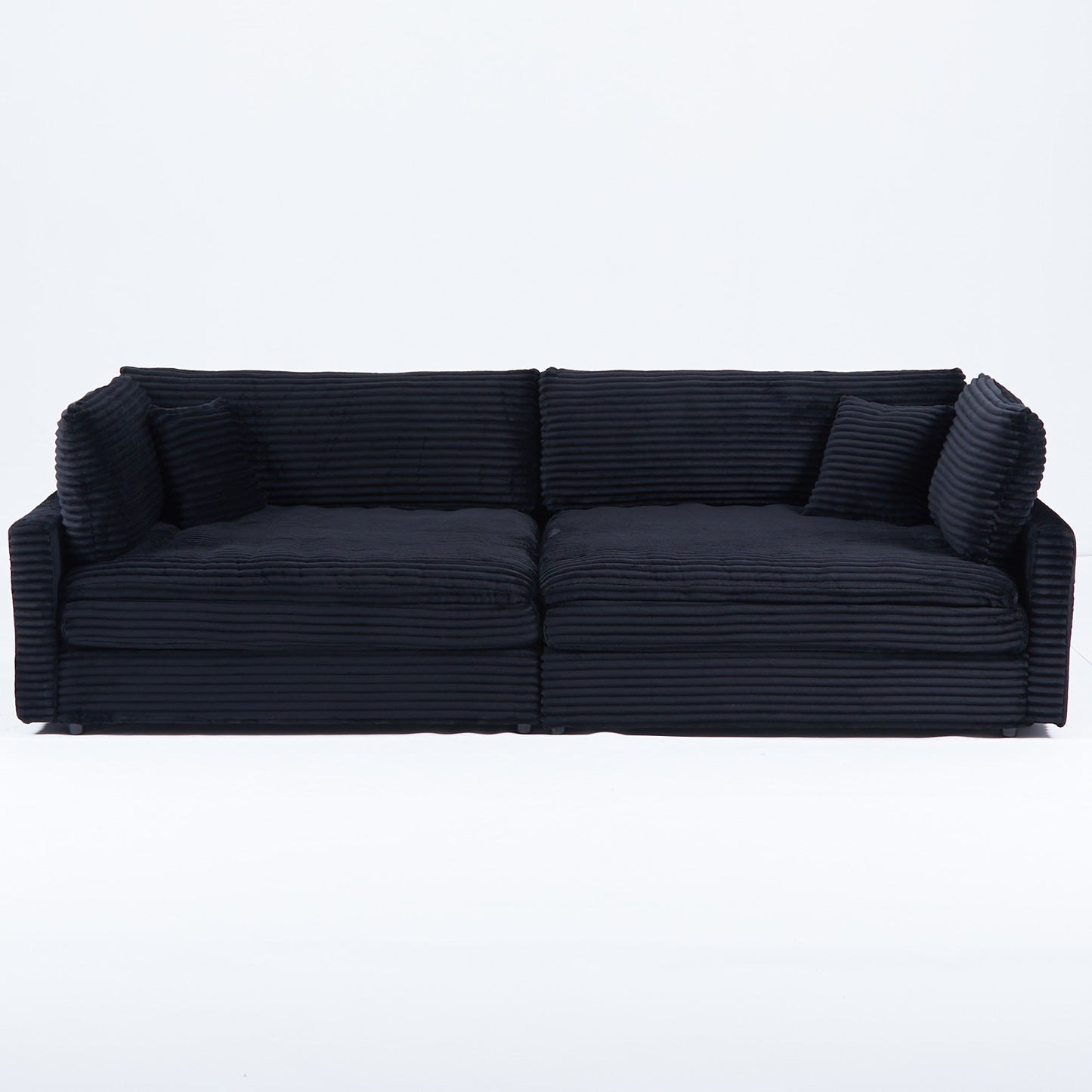 Elegant Corduroy Sofa With Throw Pillows And Backrests Home Essentials