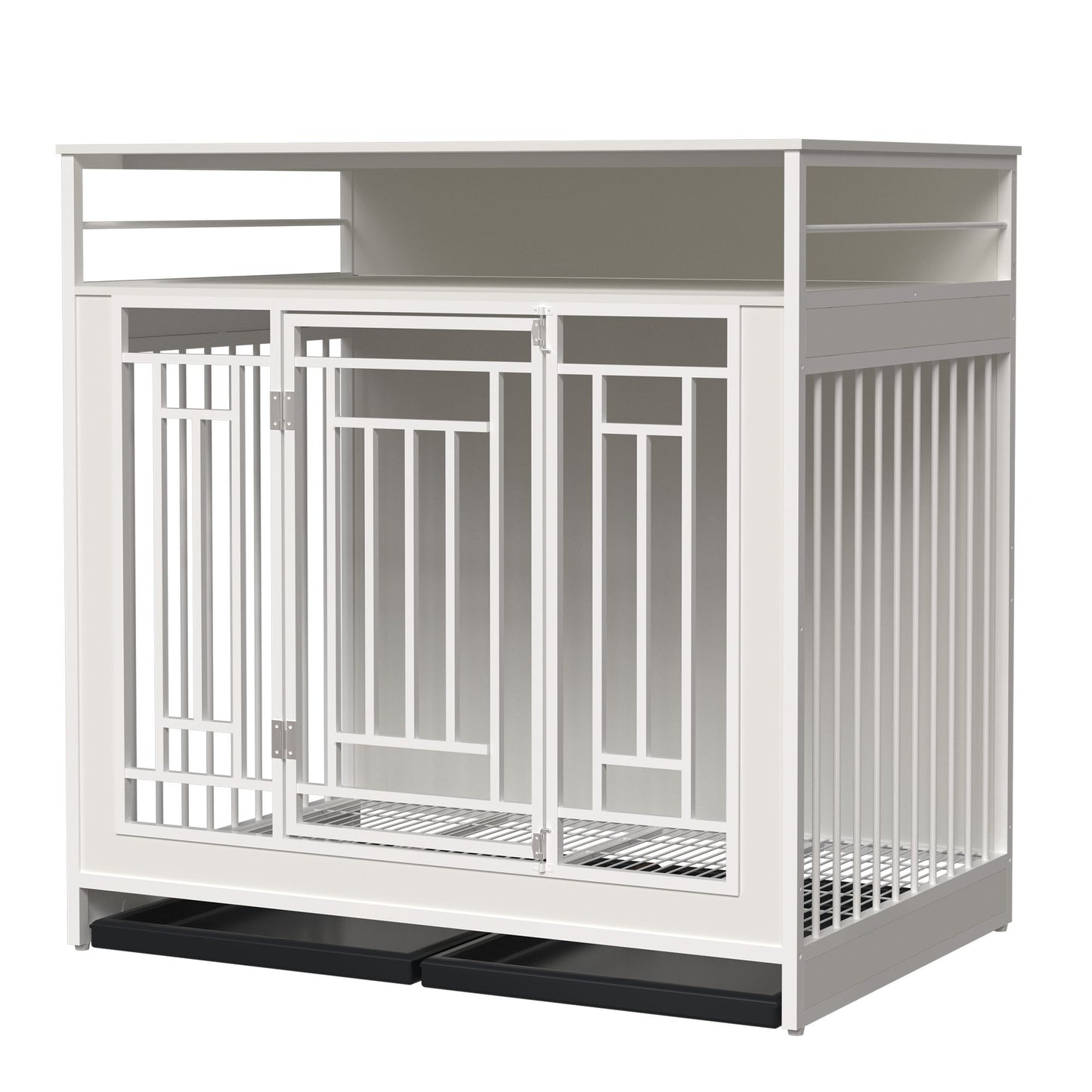 Wooden Dog Crate Furniture With Divider And Storage - White Daily Nest