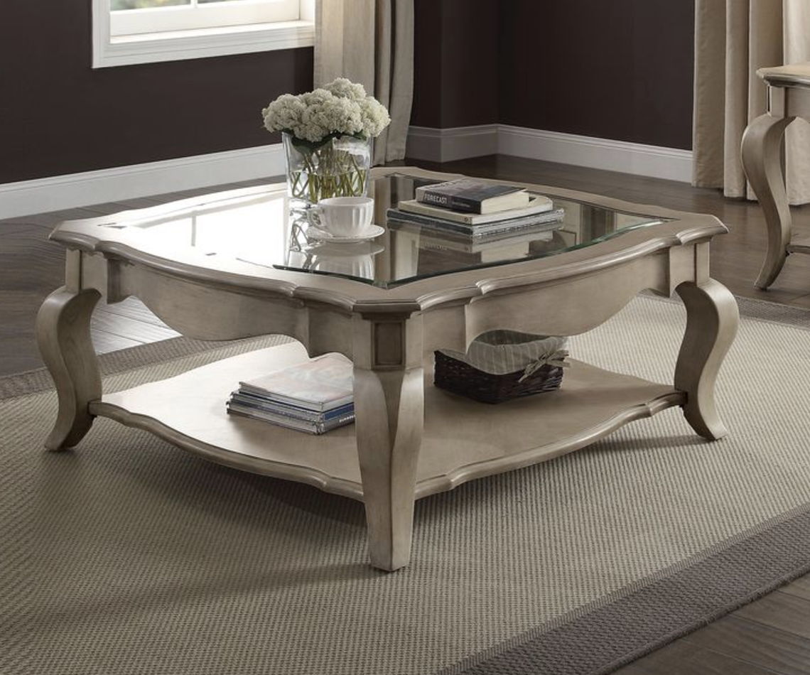 Chelmsford - Clear Glass Coffee Table - Taupe Acme