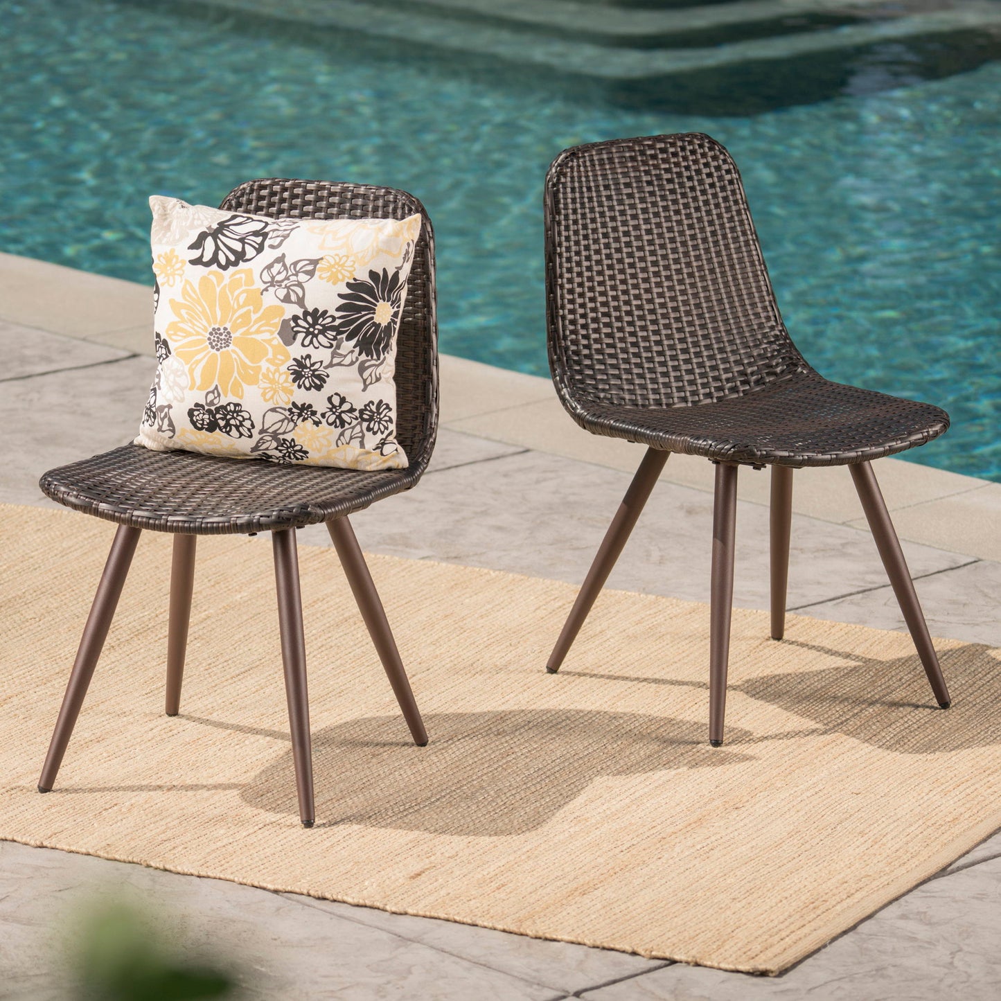 Dreamweaver - Outdoor Dining Chair With Powder Coated Legs (Set of 2) - Brown Noble House