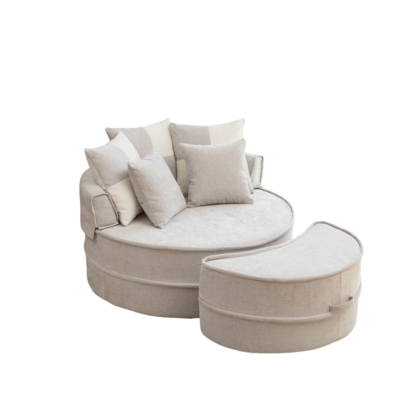Modern Oversized Round Barrel Accent Chair With Ottoman Home Essentials