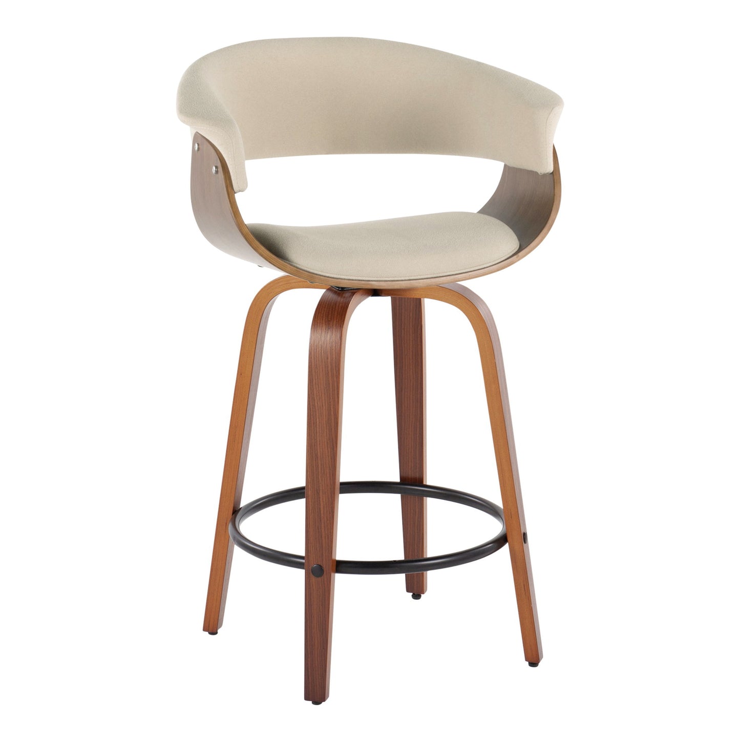 Vintage Mod - Mid Century Modern Fixed Height Counter Stool & Swivel With Round Footrest (Set of 2) Lumi Source