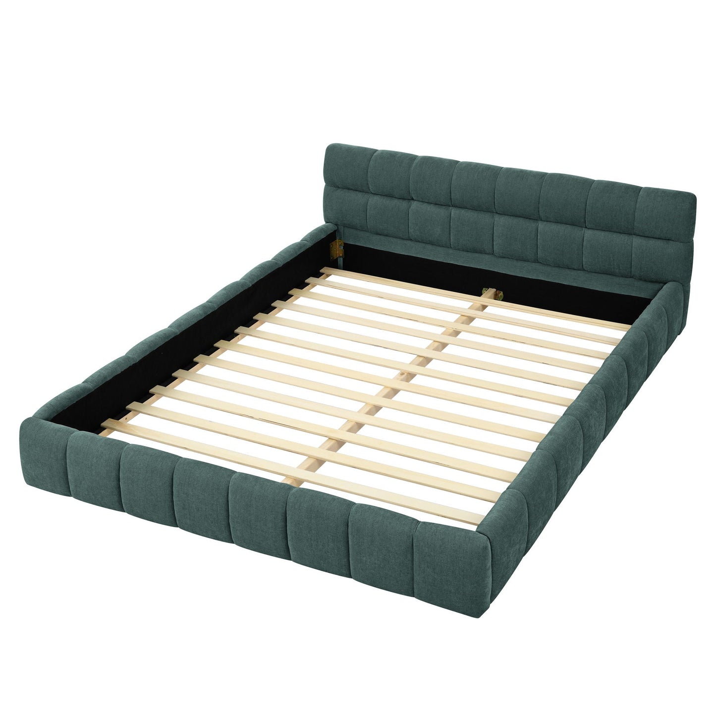 Modern Platform Bed Frame With Thick Chenille Fabric Home Essentials