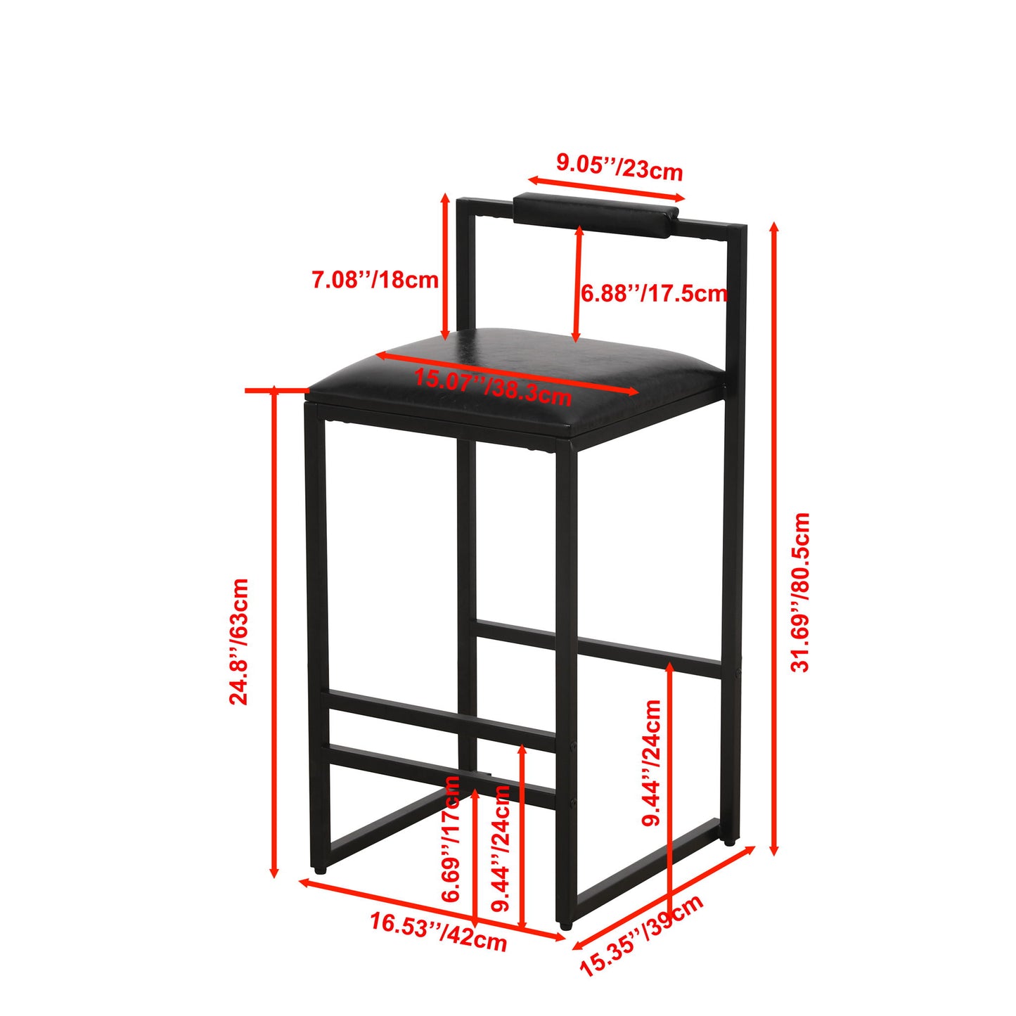 Elegant Bar Stool Set With Backrest And Footrest, Counter Height (Set of 2) Home Essentials