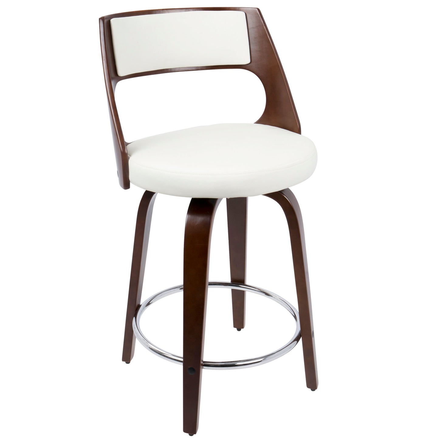 Cecina - Mid-Century Modern Fixed Height Counter Stool With Swivel And Round Footrest (Set of 2) Lumi Source