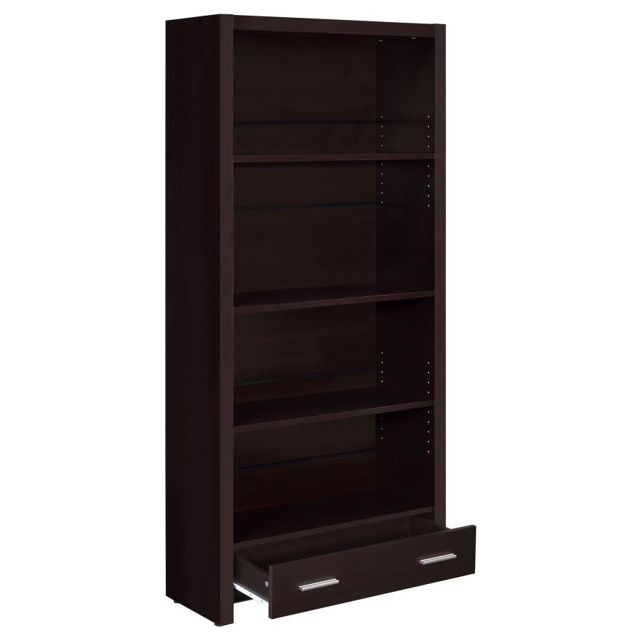 Skylar - 5-Shelf Bookcase With Drawer - Cappuccino CoasterEveryday