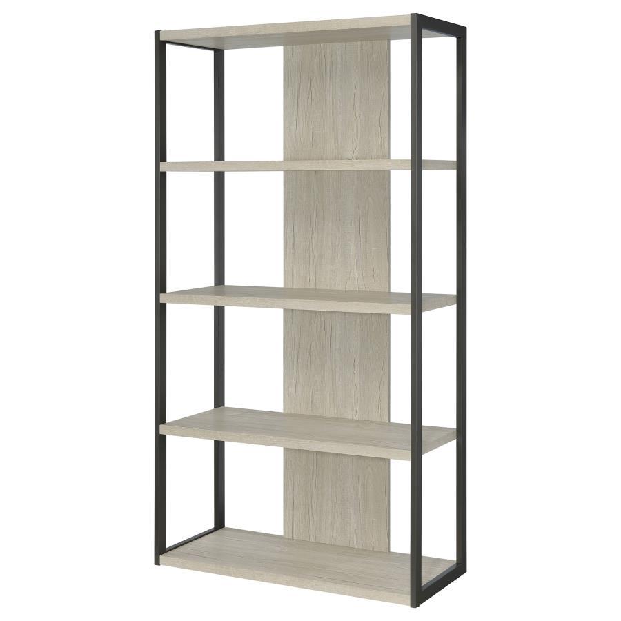 Loomis - 72" 4-Shelf Bookshelf - Whitewashed Gray CoasterEssence