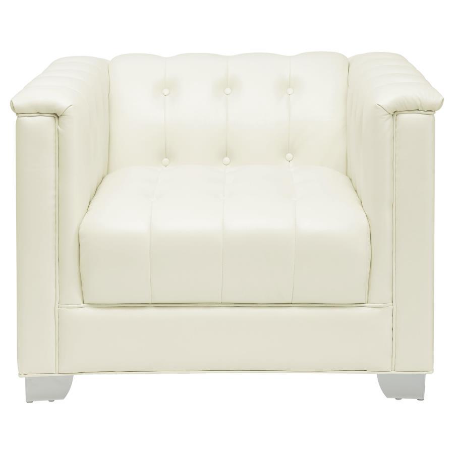 Chaviano - Upholstered Track Arm Accent Chair - Pearl White CoasterElevations