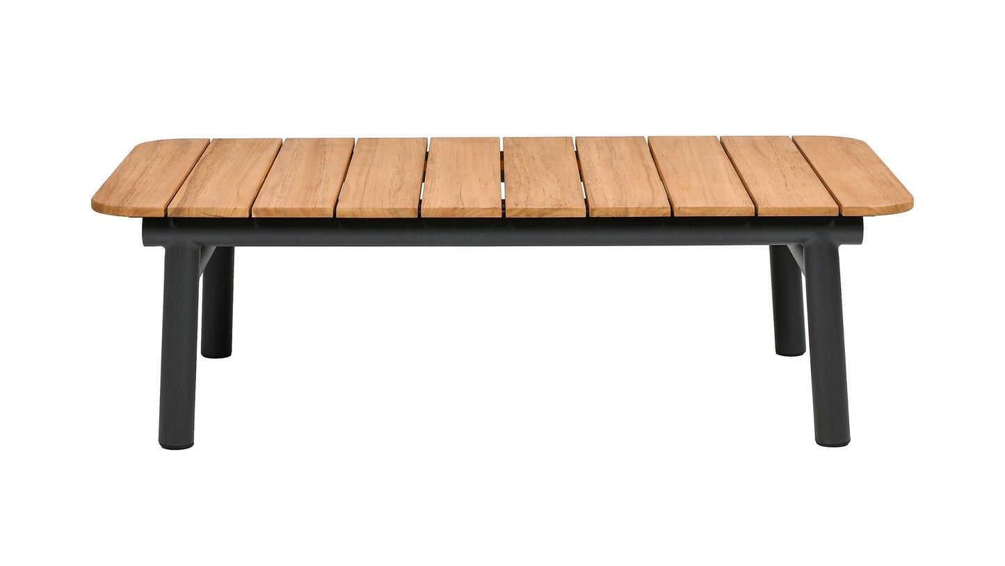 Zara - Dowel Frame Patio Coffee Table With Teak Top - Black / Natural / Teak Jennifer Taylor Home