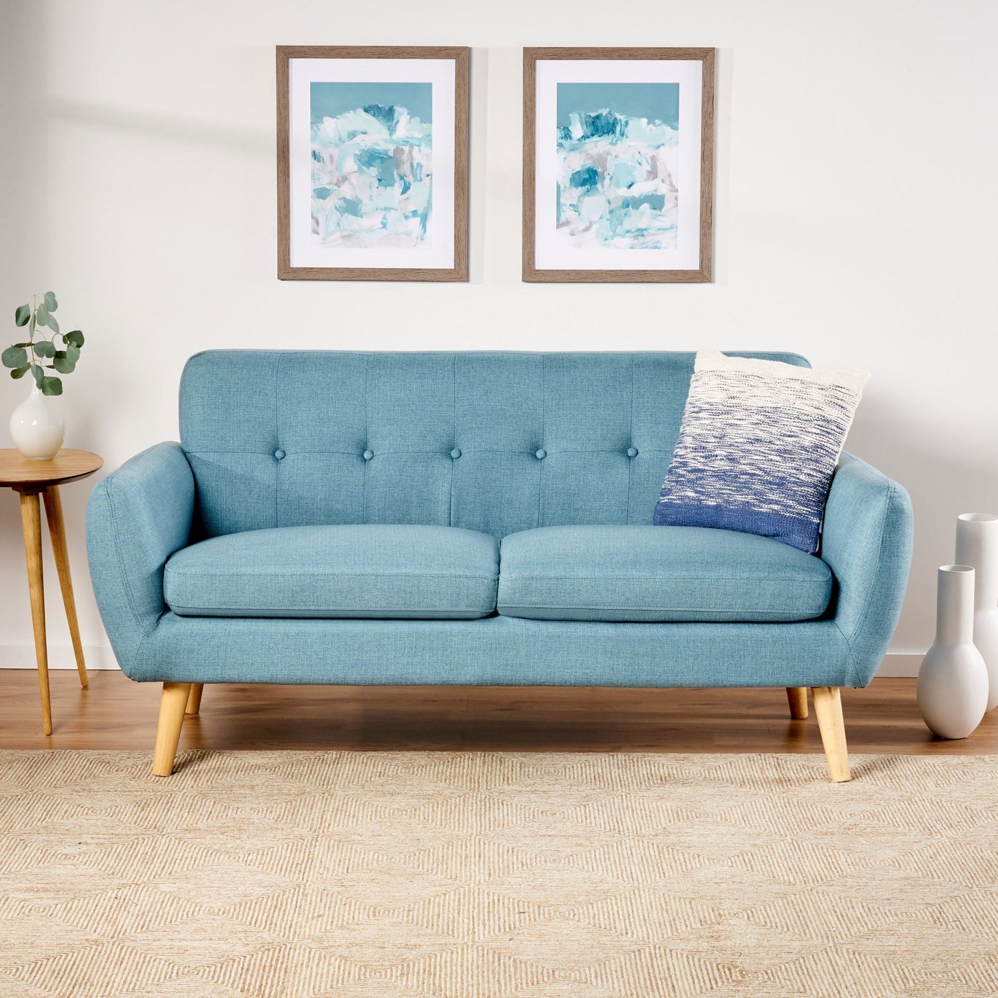 Modern Loveseat Sofa With Button Tufted Backrest Noble House