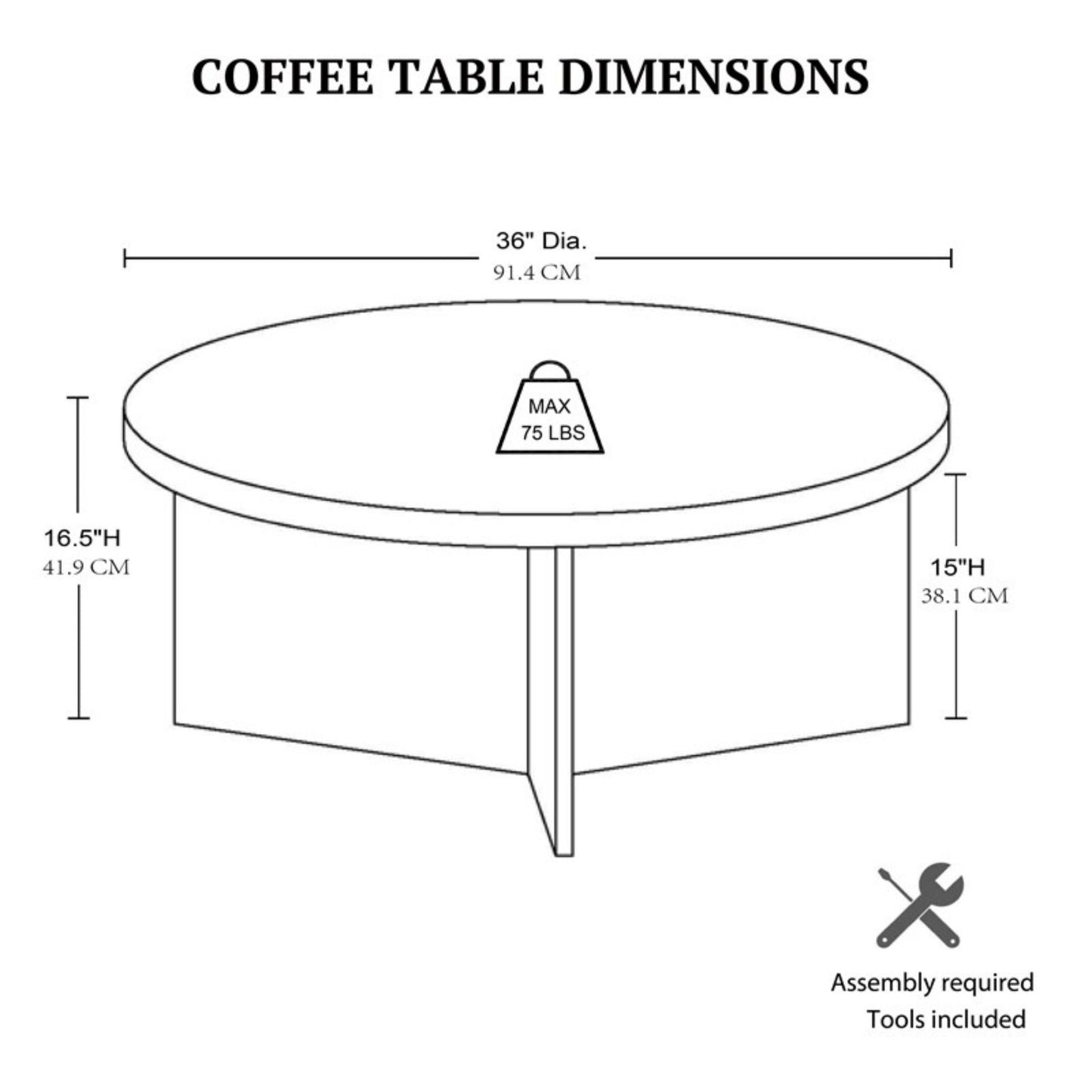Round Coffee Table With Solid Veneer Top JLA