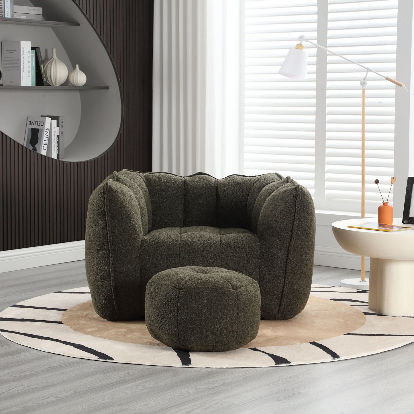 Soft Chenille Bean Bag Chair With High Resilient Foam Home Essentials