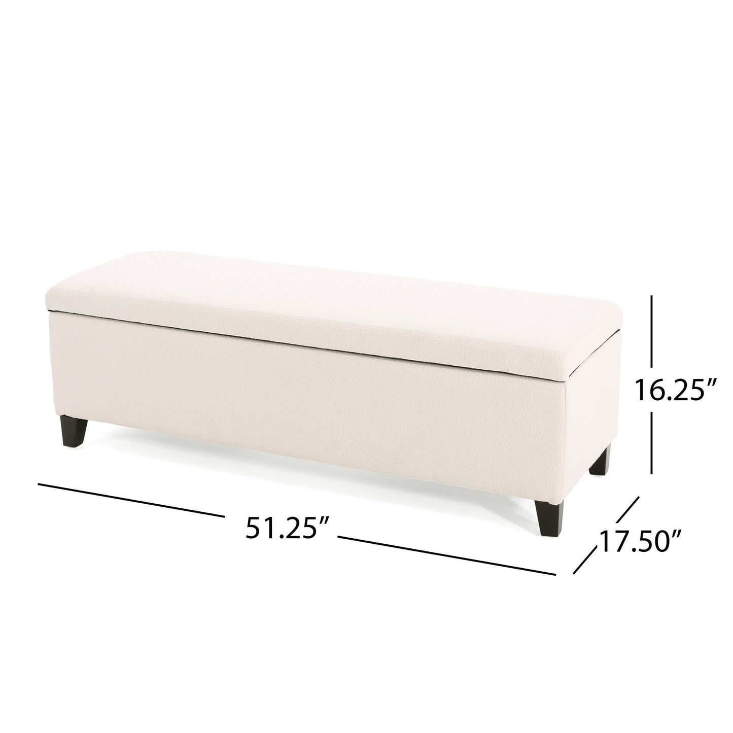 Storage Ottoman For Living Room, Bedroom - White Noble House