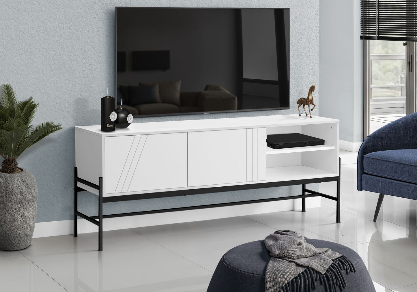 TV Stand, Console, Media Entertainment Center, Storage Cabinet, Contemporary And Modern 8th Street