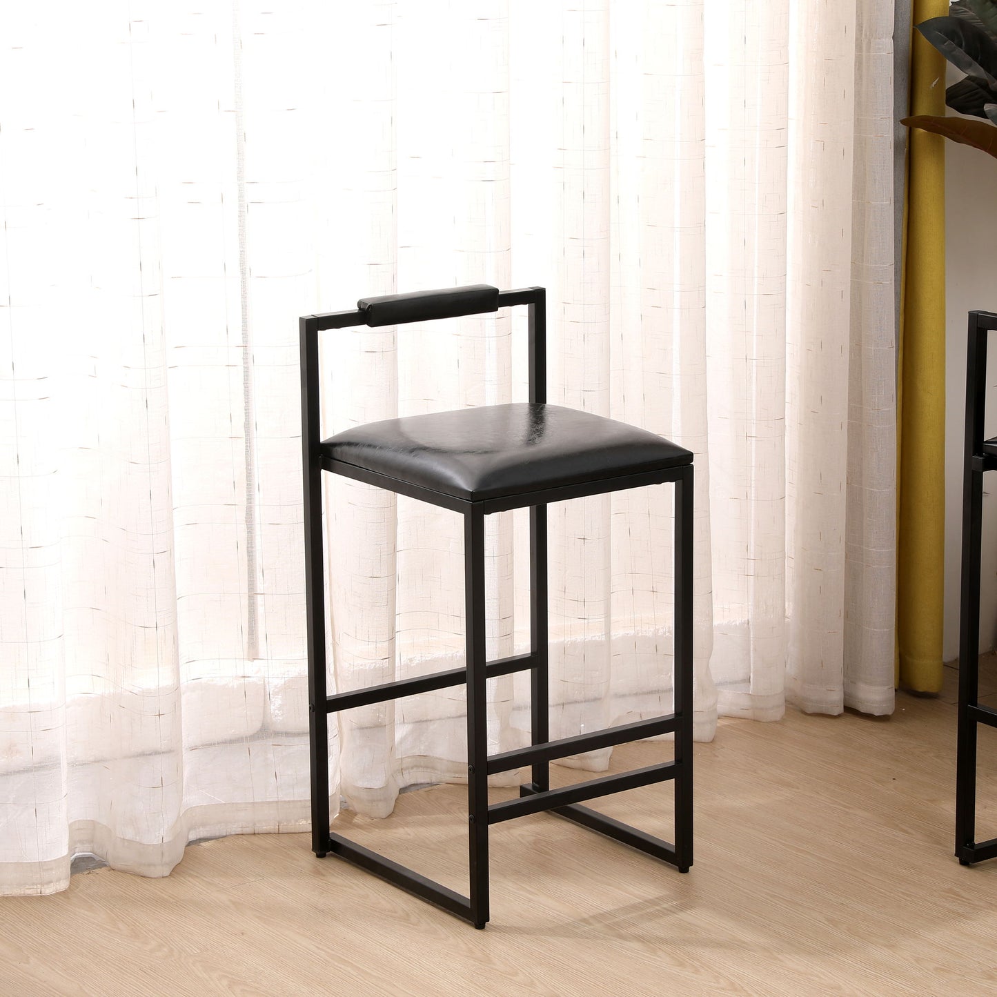 Elegant Bar Stool Set With Backrest And Footrest, Counter Height (Set of 2) Home Essentials