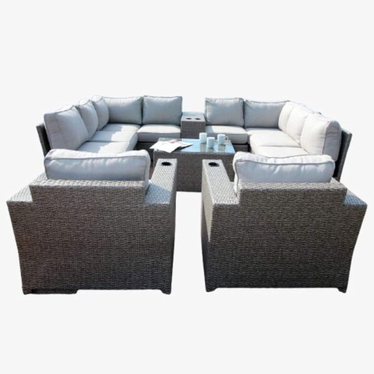 Outdoor Wicker Sectional With Weather Resistant Cushions And Table LSI Patio Furniture