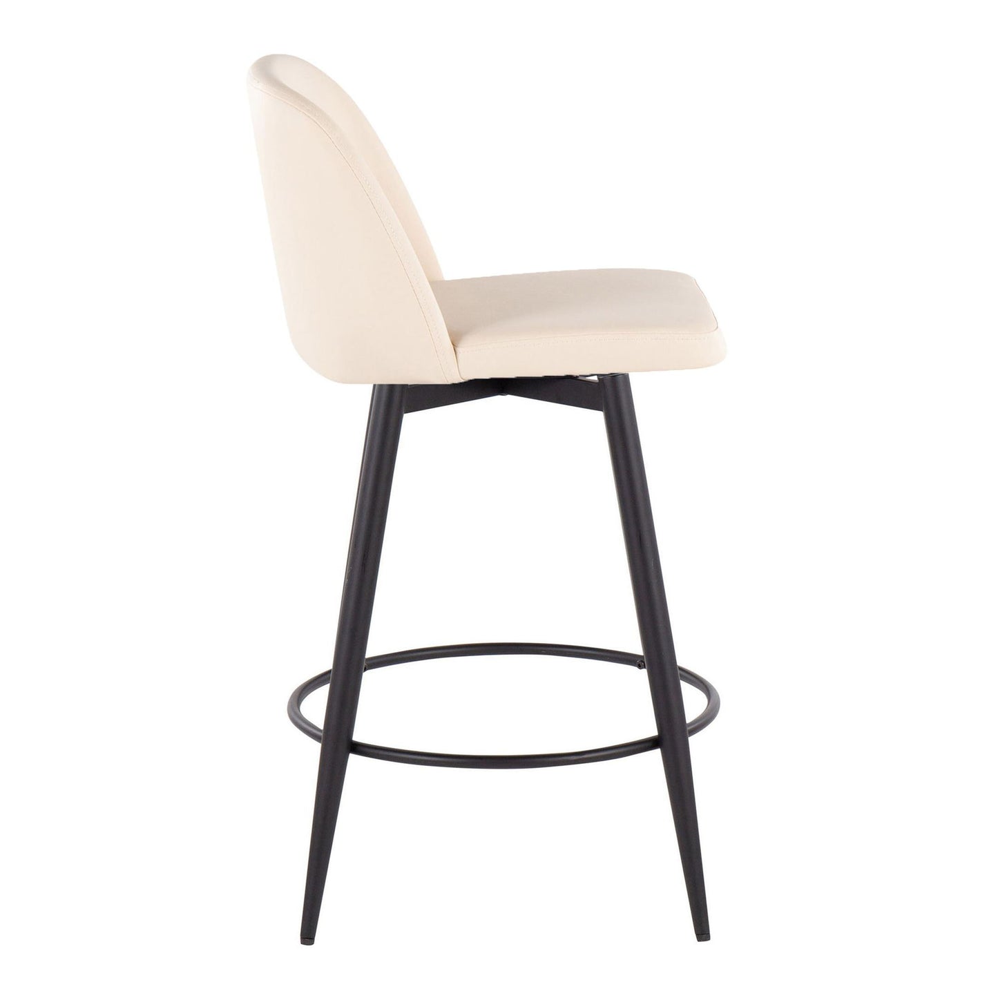 Toriano - Contemporary Fixed-Height, Counter Stool With Swivel With Round Footrest (Set of 2) Lumi Source