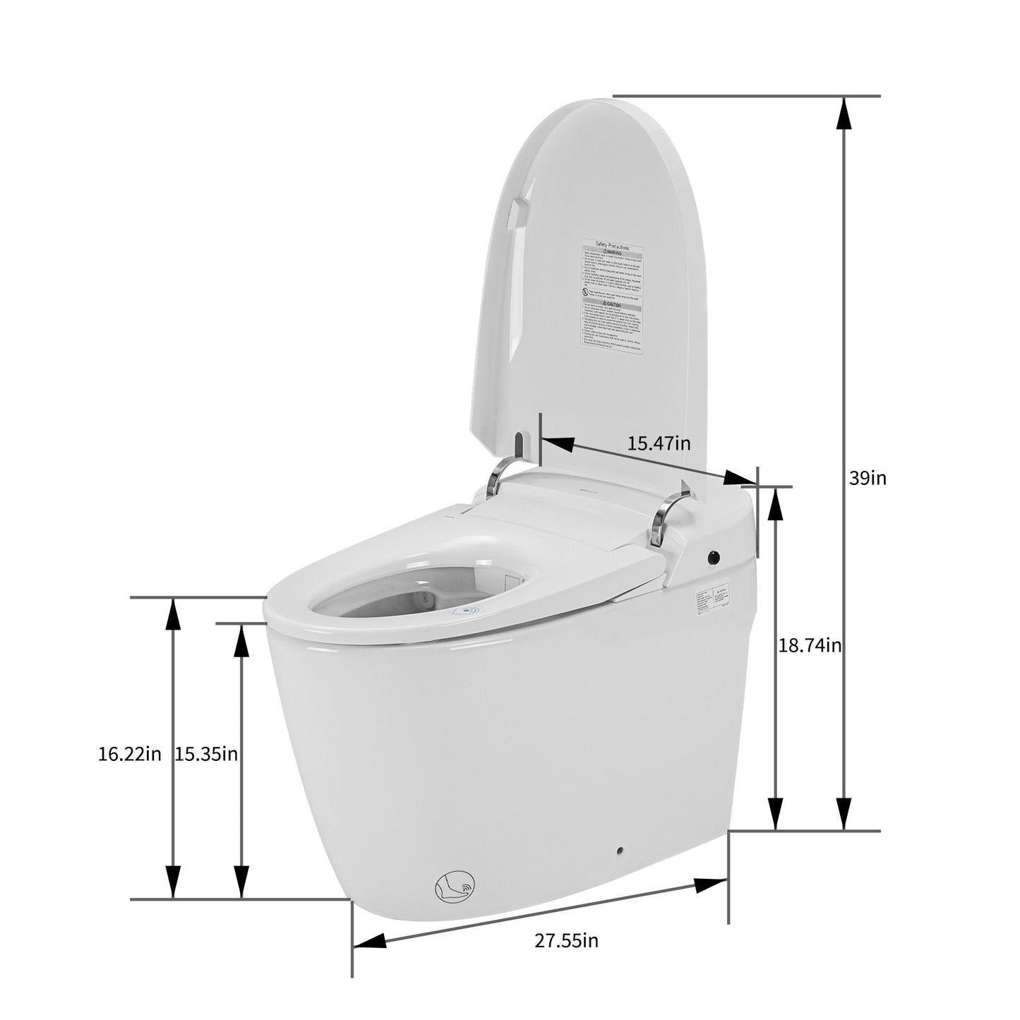 Smart 1 Piece Bidet Toilet With Warm Air Dryer Heated Seat LED Night Light Auto Open / Close - White Daily Nest
