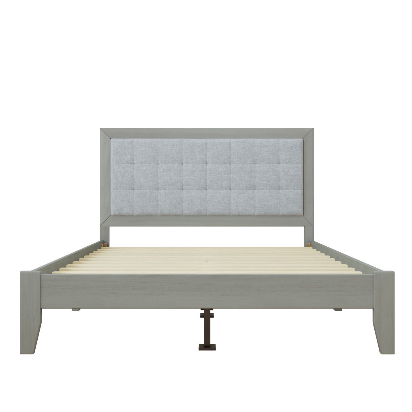 Mid Century Modern Platform Bed With Upholstered Headboard Noble House