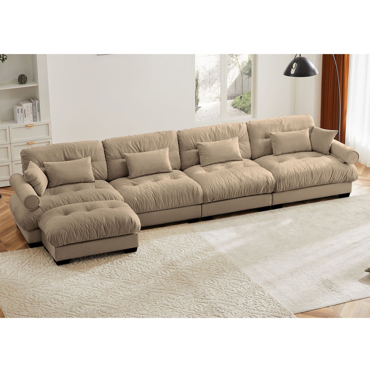 Super Comfort Oversized Modular Sectional Sofa With Movable Ottoman - Snoozhouse
