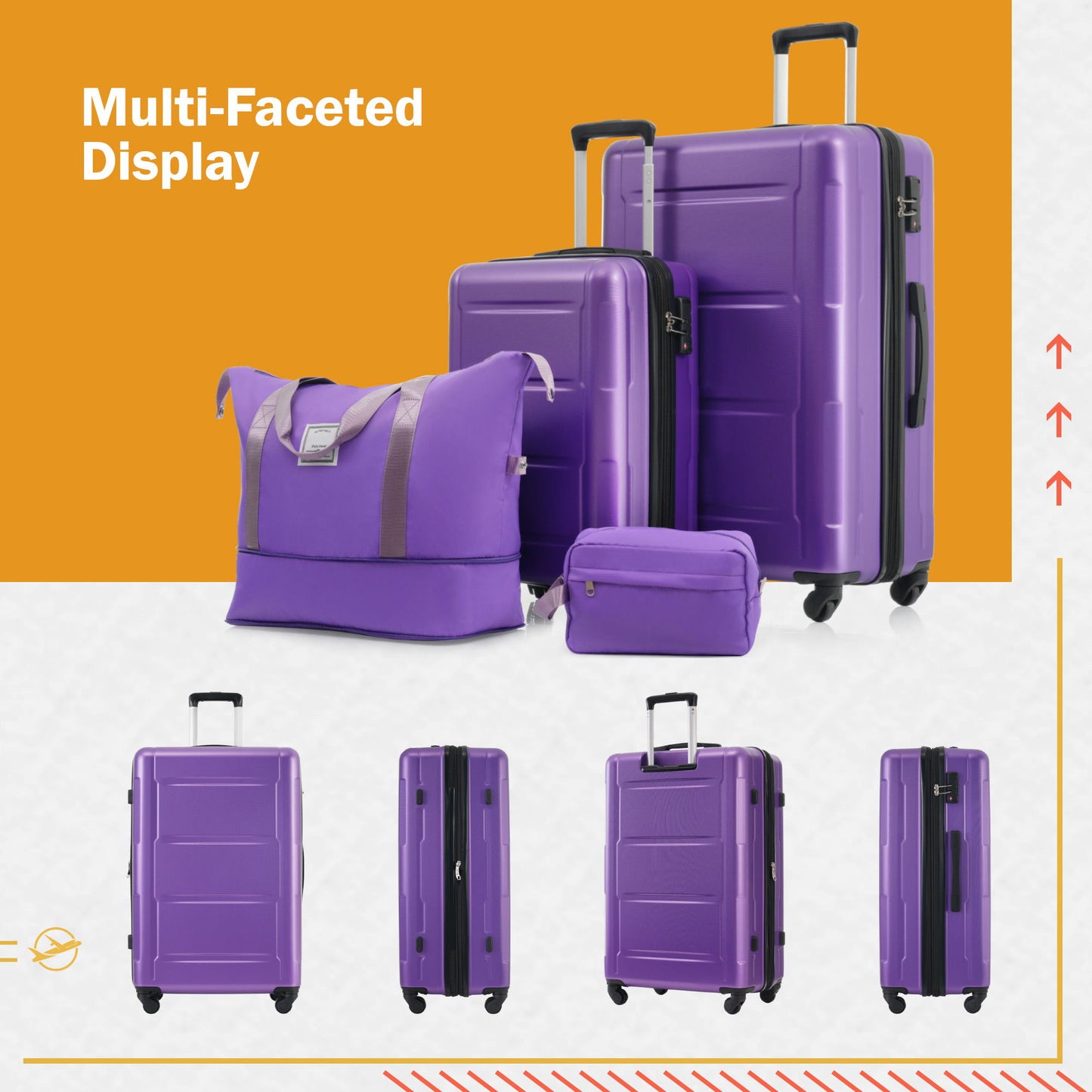 2 Piece Luggage Set With Bags Expanable Spinner Wheels ABS Lightweight Suitcase With Tsa Lock 20" / 24" Daily Nest