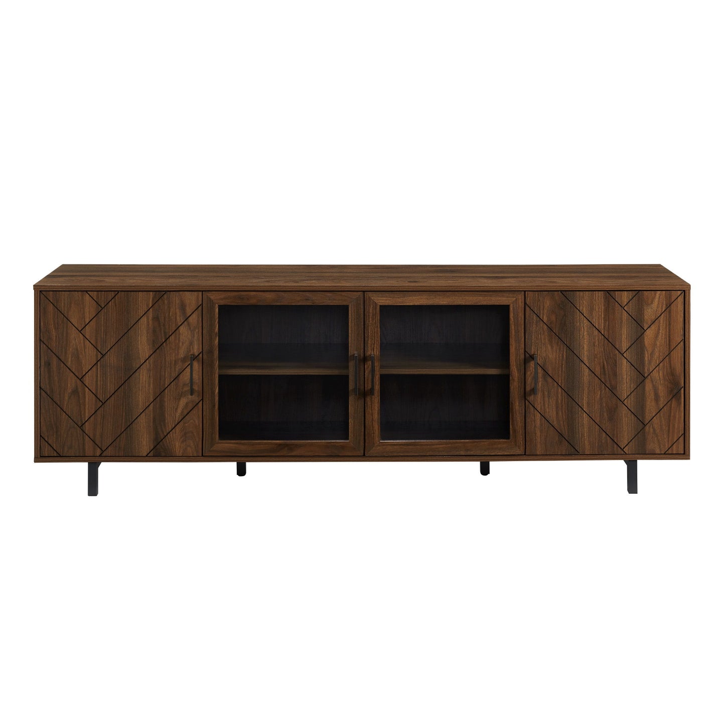 Modern Scandinavian 4 Door Herringbone 70" TV Stand For TVs Up To 80" Walker Edison