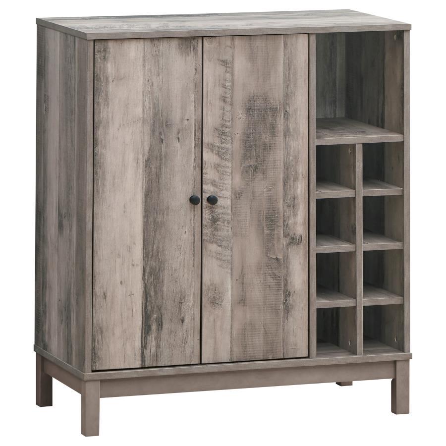 Cheyenne - 2 Door Home Bar Wine Cabinet - Weathered Acacia CoasterEveryday