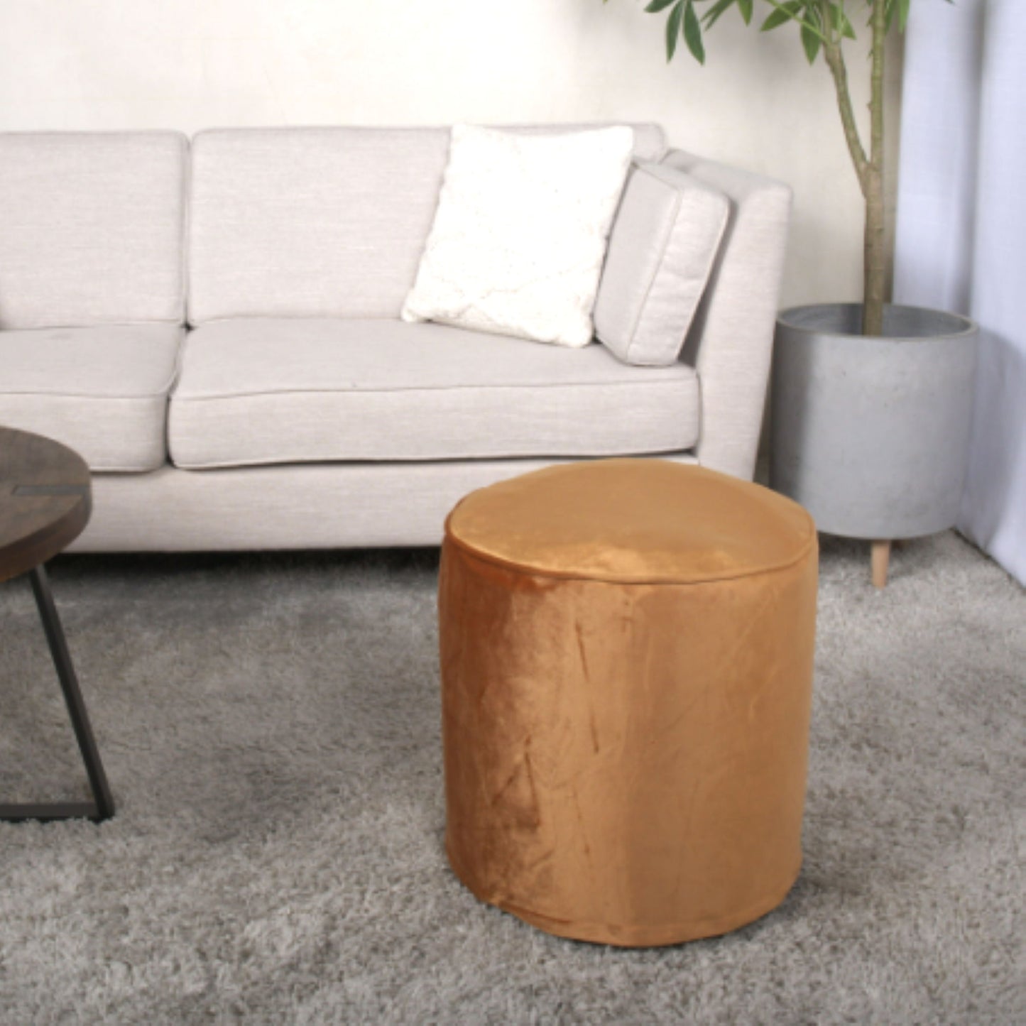 Shimon - Cylinder Pouf Ottoman And Floor Cushion Home Essentials